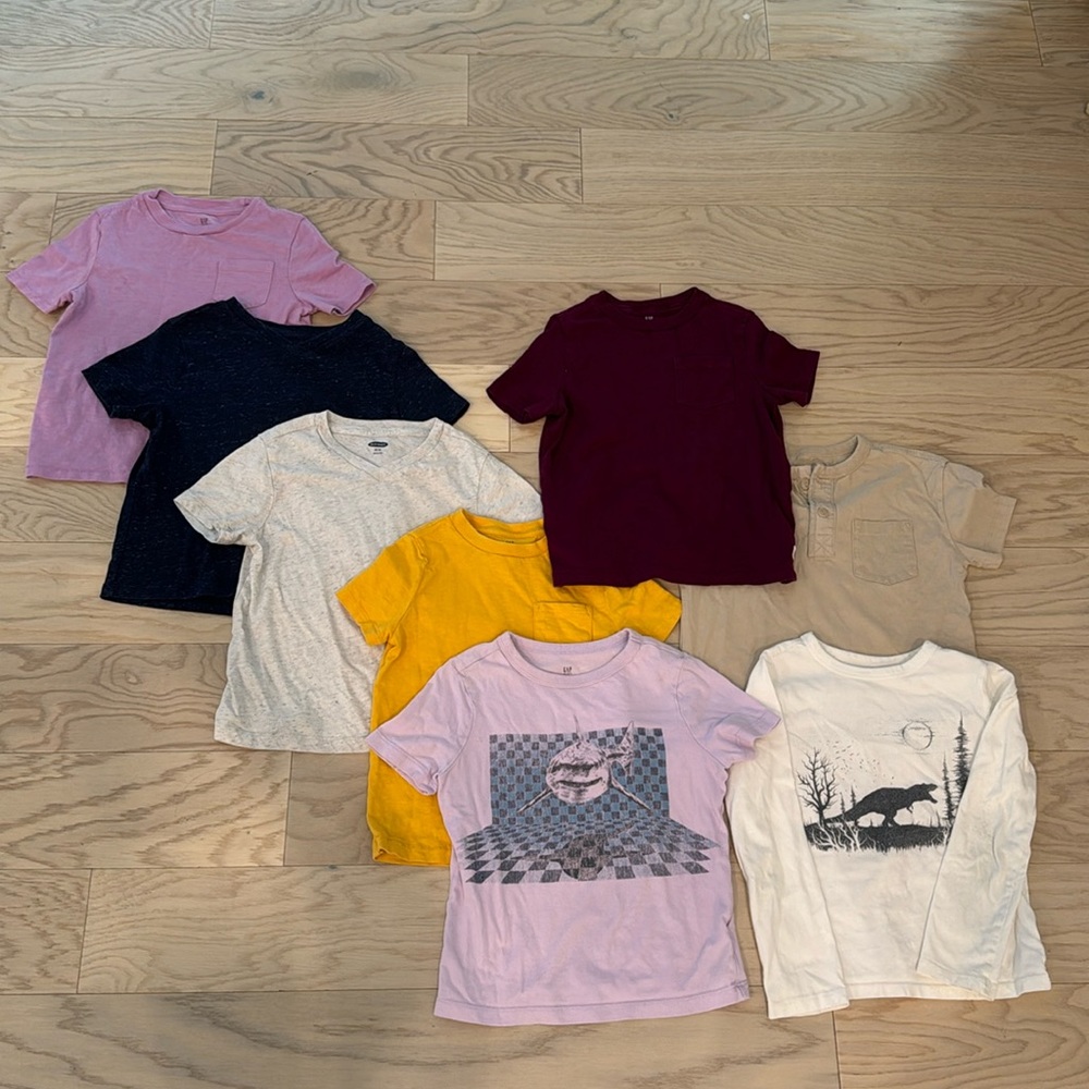 Lot of 8 Gap Organic T shirts Toddler Boys 4-5 XS
